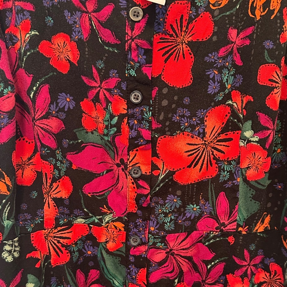 Ava & Viv Floral Midi Dress in Black with Red & Pink Blooms. Size XXL - Picture 4 of 12